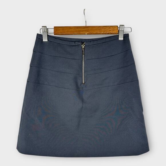 Zara Womens size Small A Line Black Mini Skirt Exposed Zipper - Picture 2 of 5